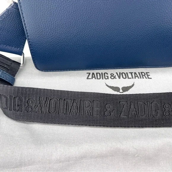 ZADIG & VOLTAIRE Leather Crossbody Clutch Bag Navy Blue NWT - Picture 12 of 15